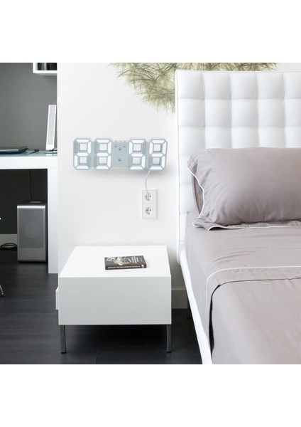 3 Ayarlanabilir Parlaklık Seviyesine Sahip Dijital Çalar Saat, Duvar Saati Elektronik LED Zaman Göstergesi, 12/24SAAT, Erteleme, Yatak Odası Masa Çalar Saati (Beyaz/beyaz) (Yurt Dışından) fiyatları