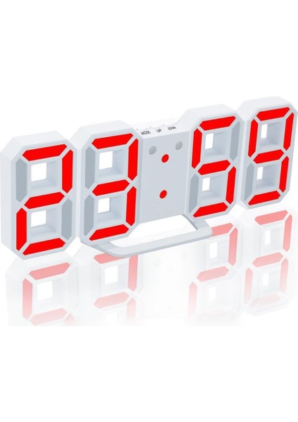 3D LED Dijital Çalar Saat, 8.4-U201D Masa ve Duvar Saatleri Ayarlanabilir Parlaklık, 12-24SAAT, Erteleme, Yatak Odası Ofis Ev Oturma Odası Için Masa Çalar Saati (Beyaz-kırmızı) (Yurt Dışından)