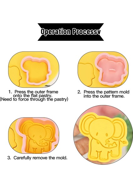 Karikatür Hayvan Çerez Kesiciler, 3D Damgalı Kabartmalı Çerez Kesici, Bisküvi Fondan Peynir Pişirme Kalıpları Için 8 Parça Hayvan Bisküvi Pişirme Kalıp (Hayvan A) (Yurt Dışından) modelleri