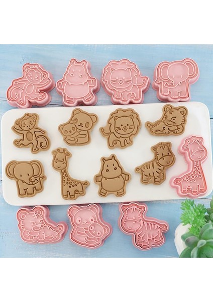 Karikatür Hayvan Çerez Kesiciler, 3D Damgalı Kabartmalı Çerez Kesici, Bisküvi Fondan Peynir Pişirme Kalıpları Için 8 Parça Hayvan Bisküvi Pişirme Kalıp (Hayvan A) (Yurt Dışından) fırsatları