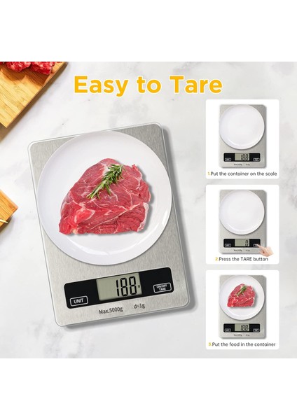 Dijital Mutfak Terazisi, Paslanmaz Çelik Gıda Terazisi 11LB 1G/0.05OZ Hassas Mezuniyet Ağırlığı Gram ve Ons Yemek Pişirmek Için Temperli Cam Terazisi Kanca Tasarımlı LCD Ekran (Yurt Dışından) modelleri