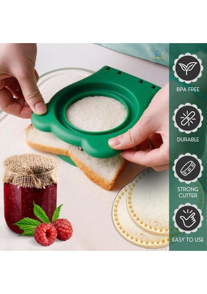 Sandviç Kesici ve Kapatıcı Uncrustables Maker Paslanmaz Çelik Ekmek Kesici Sandviç Makinesi Çocuklar Için Bento Kutusu (Yeşil) (Yurt Dışından)