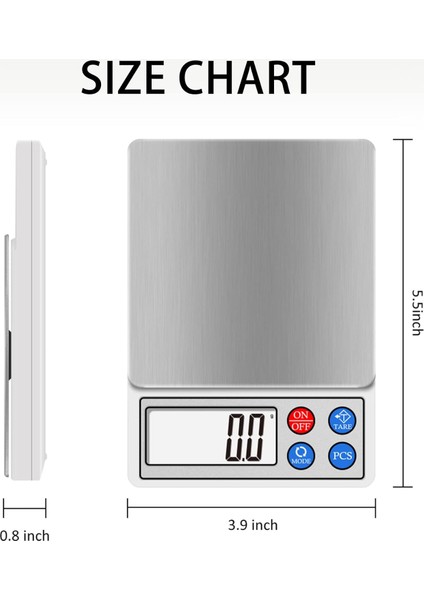 Dijital Mutfak Terazisi, Yüksek Hassasiyetli Gıda Gram Ölçeği 1000G x 0.1g Çok Fonksiyonlu Pro Kahve Terazisi, Arkadan Aydınlatmalı LCD Ekranlı Dara Pcs Fonksiyonu Pişirme Takıları (Yurt Dışından)