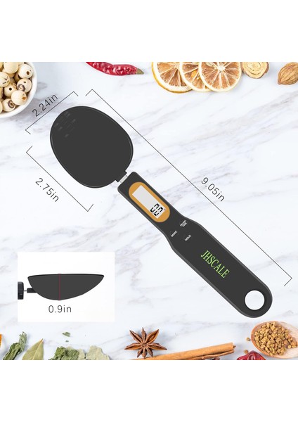 Kaşık Terazisi, Gram ve Oz Için 500G/0.1G Tartım Elektronik Gıda Terazisi, Kahve Gücü, Hap, Çay, Un, Yağ, Pişirme Için Saplı ve Ağızlı Dijital Mutfak Terazisi (Siyah) (Yurt Dışından)