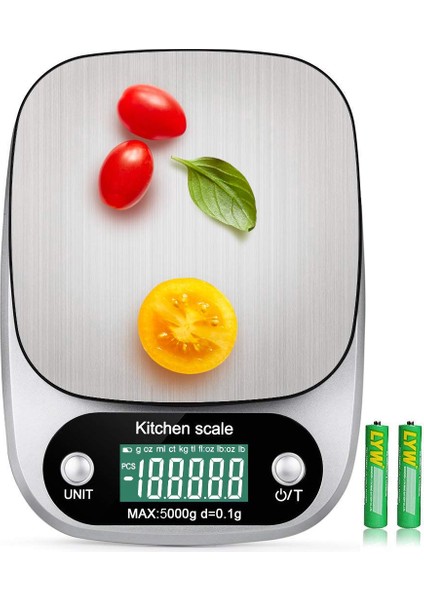 Dijital Mutfak Terazisi 5000G/0,1G Çok Fonksiyonlu Elektronik Gıda Ağırlığı Gram Ons 11LB/G Oz ml Ct kg Tl Lb Fl:oz/yüksek Hassasiyet/dara Dijital Gıda Terazisi Pişirme Pişirme, Pi (Yurt Dışından)