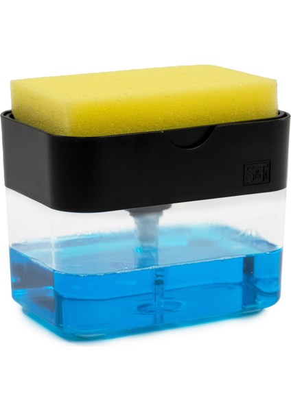 Geliştirilmiş Özelliklere Sahip Mutfak Lavabosu Için Bulaşık Sabunu Dispenseri ve Sünger Tutucu, Sünger Dahil, 13 Ons, Mat Siyah (Yurt Dışından)