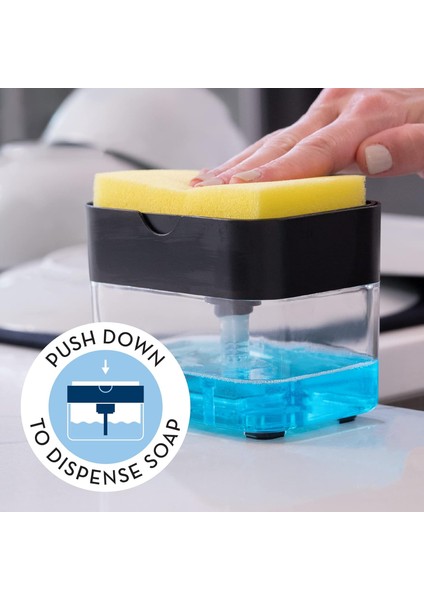 Geliştirilmiş Özelliklere Sahip Mutfak Lavabosu Için Bulaşık Sabunu Dispenseri ve Sünger Tutucu, Sünger Dahil, 13 Ons, Mat Siyah (Yurt Dışından) fiyatları