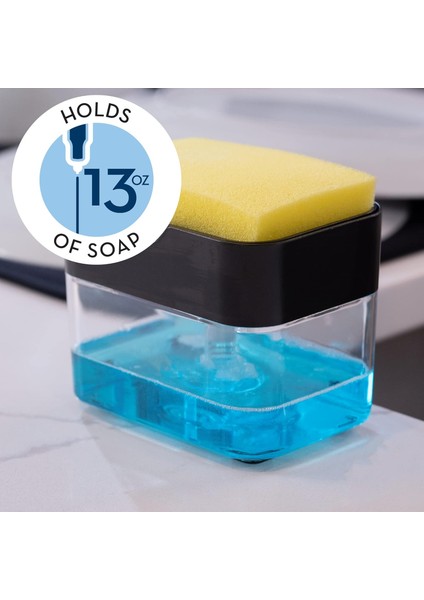 Geliştirilmiş Özelliklere Sahip Mutfak Lavabosu Için Bulaşık Sabunu Dispenseri ve Sünger Tutucu, Sünger Dahil, 13 Ons, Mat Siyah (Yurt Dışından) fırsatları