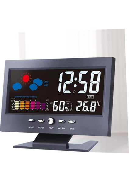Elektrikli Çalar Saat 3D Saat Dijital LED Saat LED Dijital Saat LED Çalar Saat Duvara Monte Çalar Saat Hava Durumu Saati Takvim Masa Saati LED Elektronik Seyahat Siyah (Yurt Dışından)