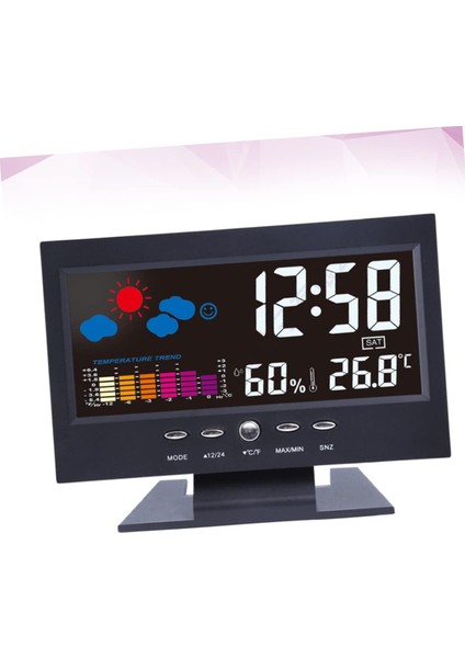Elektrikli Çalar Saat 3D Saat Dijital LED Saat LED Dijital Saat LED Çalar Saat Duvara Monte Çalar Saat Hava Durumu Saati Takvim Masa Saati LED Elektronik Seyahat Siyah (Yurt Dışından)