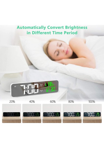 10 Inç Büyük Boy LED Çalar Saat, Büyük Dijital Saat Göstergesi, Elektronik Saat Aynası, Erteleme Fonksiyonlu, Modern Ev Yatak Odası Dekorasyonu (Beyaz) (Yurt Dışından) fiyatları