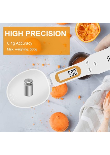 Kaşık Terazisi, Gram ve Oz Için 500G/0.1G Tartım Elektronik Gıda Terazisi, Kahve Gücü, Hap, Çay, Un, Yağ, Fırınlama Için Saplı ve Ağızlı Dijital Mutfak Terazisi (Beyaz) (Yurt Dışından)