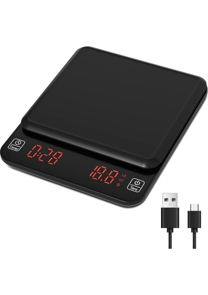 Kahve Terazisi - Zamanlayıcılı Dijital Mutfak Terazisi, 0,1g Yüksek Hassasiyetli Damla Espresso Terazisi, 3000 Gram/led Ekran (Yurt Dışından)