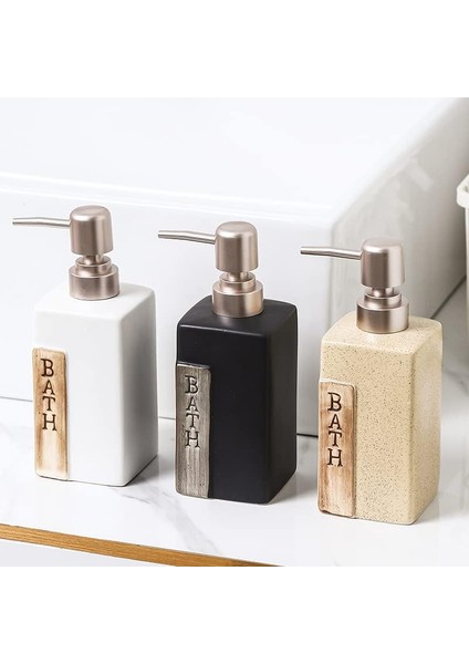 Banyo Için Seramik El Sabunu Dispenseri, Mutfak Lavabosu Için Altın Sabunluk Altın Pompalı Doldurulabilir Sıvı El Sabunu Dispenseri Klasik ve Zamansız Tasarım 13.5oz (Siyah Kare) (Yurt Dışından)