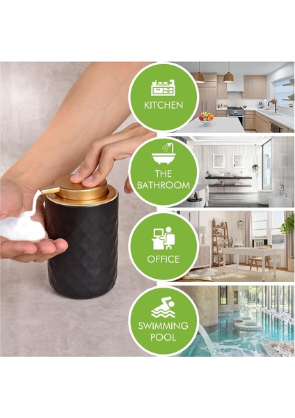 Köpük Dispenseri - El Pompası Dispenseri Köpük Sabunluk Seramik Bulaşık Sıvı Dispenseri Mutfak Banyo El Yıkama Şişesi (13.5OZ/400ML Siyah) (Yurt Dışından) fırsatları