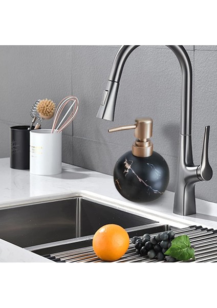 Banyo Veya Mutfak Için Altın Sabunluk, Sevimli Mermer Yuvarlak Seramik Losyon Şişesi, Paslanmaz Pompa (Siyah) (Yurt Dışından) fiyatları