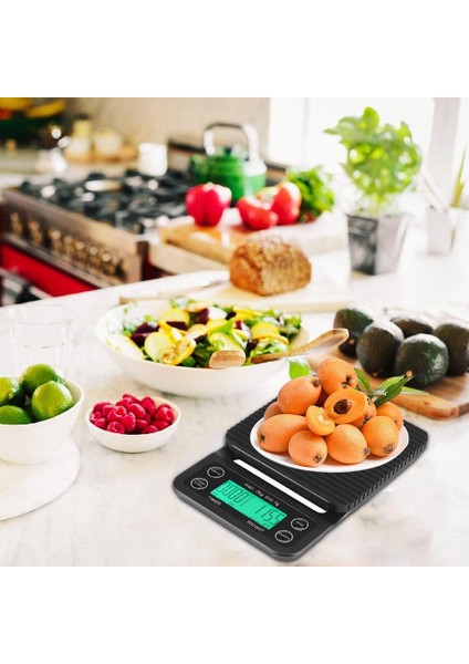 3kg/0.1g Elektronik LCD Dijital Mutfak Gıda Ölçeği Zamanlayıcı ile Damla Kahve Tartı (Yeşil) (Yurt Dışından)