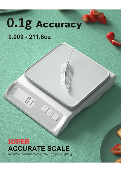 Ultra Hassas Mutfak Terazisi-Su Geçirmez, Dara Fonksiyonu, 13,2 Lbs (6kg) Kapasite, 0,003OZ (0,1g) Derecelendirme, Tezgah Üstü Gıda Terazisi Pil-Evde Yemek Pişirme Için Mükemmel Di (Yurt Dışından) fiyatları