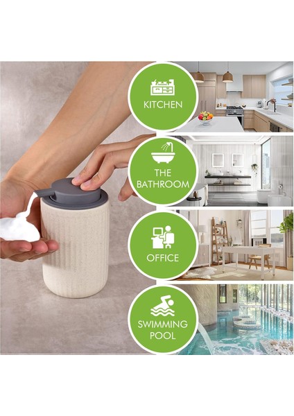 Köpük Dispenseri - El Pompası Dispenseri Bej Köpük Sabunluk Seramik Bulaşık Sıvı Dispenseri Mutfak Banyo El Yıkama Şişesi (13.5OZ/400ML Bej) (Yurt Dışından) modelleri