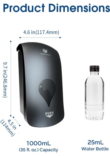 Manuel Köpük Sabunluk, 35OZ (1000ML) Ticari Doldurulabilir Köpük Sabunluk-Koyu Gri, (Yurt Dışından) fırsatları