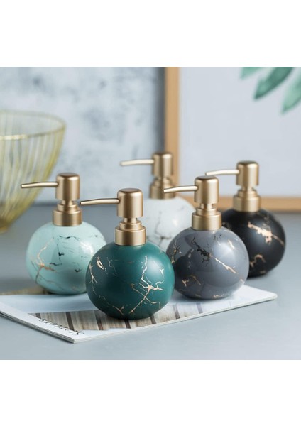 Banyo Veya Mutfak Için Altın Sabunluk, Sevimli Mermer Yuvarlak Seramik Losyon Şişesi, Paslanmaz Pompa (Koyu Yeşil) (Yurt Dışından) modelleri