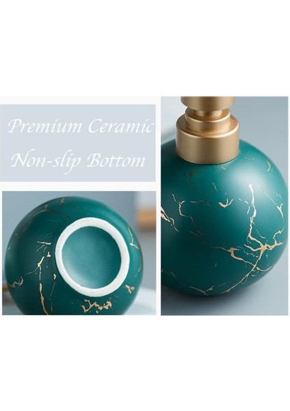 Banyo Veya Mutfak Için Altın Sabunluk, Sevimli Mermer Yuvarlak Seramik Losyon Şişesi, Paslanmaz Pompa (Koyu Yeşil) (Yurt Dışından) indirimleri