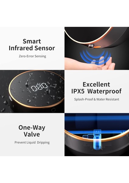 Otomatik Sabunluk Duvara Monte Sıvı Sabunluk Fotoselli Şarj Edilebilir Sabunluk Hd LED Ekran Ipx5 Su Geçirmez Oto Elektrikli El Sabunu Dispenseri Fotoselli Sabun Dispe (Yurt Dışından) fiyatları