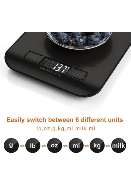 Gıda Terazisi, 5kg/1g Dijital Mutfak Terazisi, Pişirme ve Pişirme Için Ağırlık Gram ve Ons, Dara Fonksiyonlu 6 Ünite (Yurt Dışından)