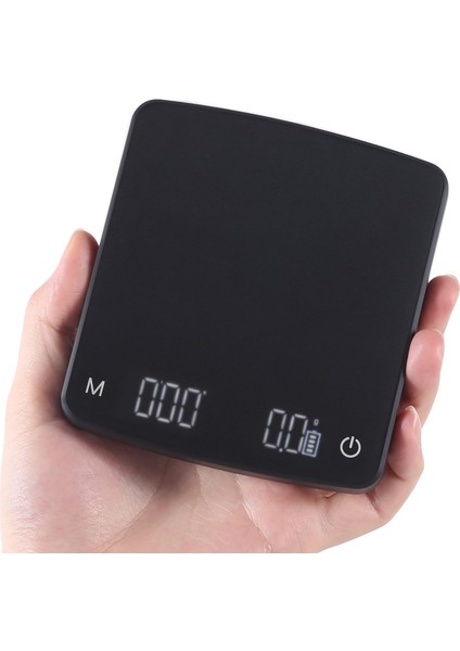 Espresso ve Kahve Üzerine Dökme Zamanlayıcılı Mini Kahve Terazisi, 2kg/0,1g, Su Geçirmez Yüzey, Şarj Edilebilir, Otomatik Zamanlayıcılı, Dara Fonksiyonlu, LED Ekran (Yurt Dışından)