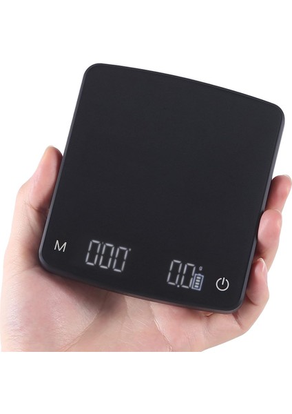 Espresso ve Kahve Üzerine Dökme Zamanlayıcılı Mini Kahve Terazisi, 2kg/0,1g, Su Geçirmez Yüzey, Şarj Edilebilir, Otomatik Zamanlayıcılı, Dara Fonksiyonlu, LED Ekran (Yurt Dışından)