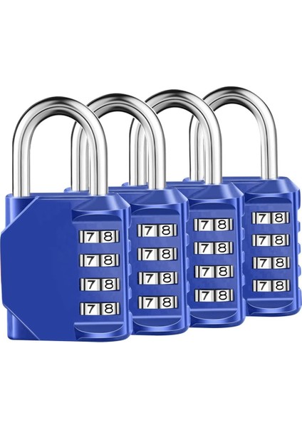 Şifreli Kilit, 4 Haneli Şifreli Asma Kilit Okul Spor Salonu Dolabı Için Dış Mekan Su Geçirmez Asma Kilit, Spor Dolabı, Çit, Alet Kutusu, Kasa, Çile Depolama Vb (Mavi 4 Paket) (Yurt Dışından)