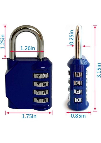 Şifreli Kilit, 4 Haneli Şifreli Asma Kilit Okul Spor Salonu Dolabı Için Dış Mekan Su Geçirmez Asma Kilit, Spor Dolabı, Çit, Alet Kutusu, Kasa, Çile Depolama Vb (Mavi 4 Paket) (Yurt Dışından) fiyatları