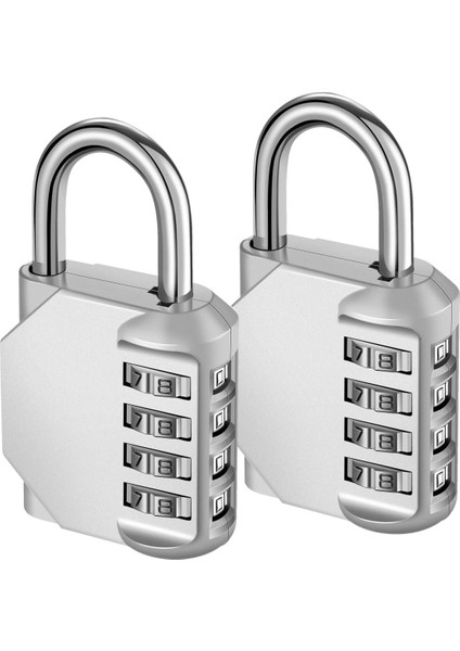Şifreli Kilit, 4 Haneli Şifreli Asma Kilit, Su Geçirmez Kapı Kilidi, Soyunma, Spor Salonu, Çantalar, Alet Kutusu, Okul Için Sıfırlanabilir Kombinasyon Kilidi, 2 Paket - Gümüş (Yurt Dışından)