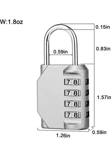 4 Haneli Şifreli Asma Kilit, Okul Spor Salonu Dolapları, Spor Dolapları, Sırt Çantaları, Bagaj, Evcil Hayvan Kapıları Için 1/7 "çap (Yurt Dışından)