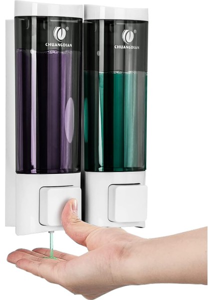 Duş Sabunlukları Şampuan ve Saç Kremi Dispenseri Duvara Monte El Sabunu Dispenseri Pompası 2X200ML Hazne Losyonu Duş Jeli Kabı Tuvalet Banyo Için Şişe Otel Mutfak (Yurt Dışından)