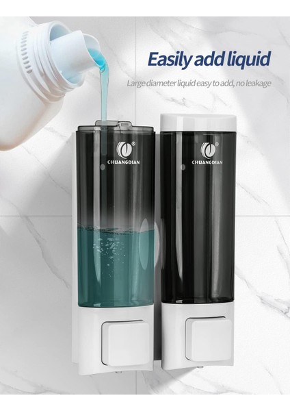 Duş Sabunlukları Şampuan ve Saç Kremi Dispenseri Duvara Monte El Sabunu Dispenseri Pompası 2X200ML Hazne Losyonu Duş Jeli Kabı Tuvalet Banyo Için Şişe Otel Mutfak (Yurt Dışından) modelleri
