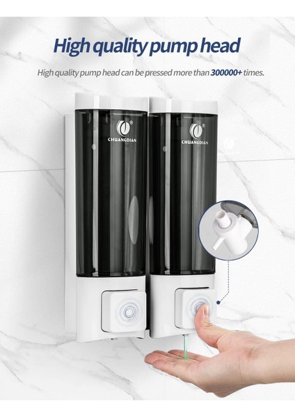 Duş Sabunlukları Şampuan ve Saç Kremi Dispenseri Duvara Monte El Sabunu Dispenseri Pompası 2X200ML Hazne Losyonu Duş Jeli Kabı Tuvalet Banyo Için Şişe Otel Mutfak (Yurt Dışından) fırsatları