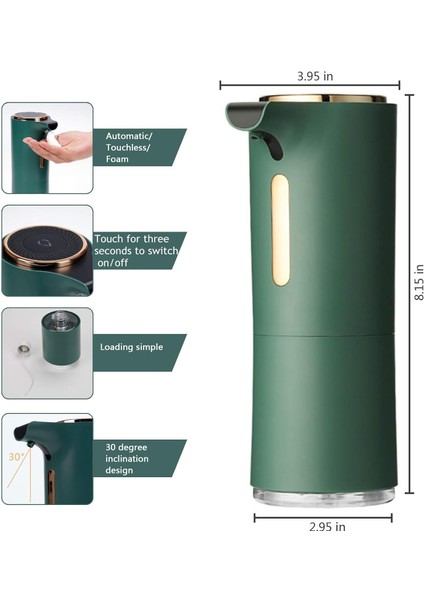 Şarj Edilebilir Otomatik Köpük Sabunluk, Uçucu Yağ Difüzör Fonksiyonlu Ayarlanabilir Temassız Sabunluk, Banyo Mutfak Tuvalet Otel Için Uygun (Yeşil) (Yurt Dışından) fiyatları