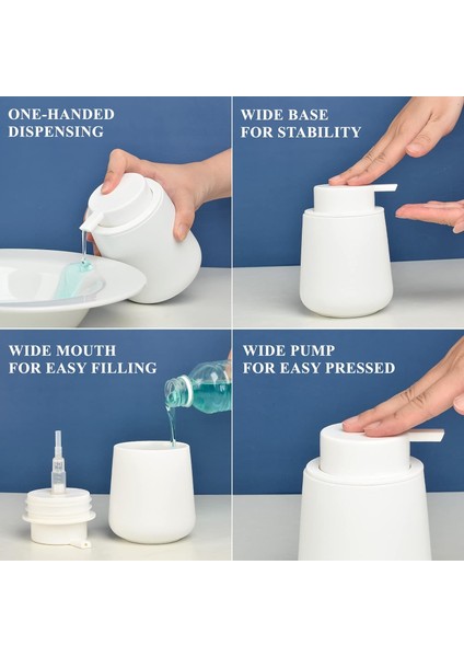 Beyaz Sabunluk - Banyo Için Seramik El Bulaşık Sabunu Dispenseri 12 Ons Doldurulabilir Sıvı El Sabunu Dispenseri, Uçucu Yağ, Losyon Sabunu (Kauçuk Boya) (Yurt Dışından) fırsatları