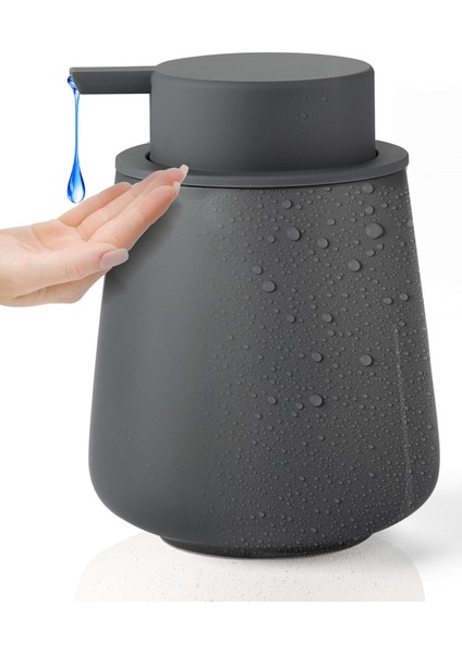 Sabunluk - Banyo Için Seramik El Bulaşık Sabunu Dispenseri 12 Ons Doldurulabilir Sıvı El Sabunu Dispenseri, Uçucu Yağ, Losyon Sabunu, Mat Koyu Gri (Yurt Dışından)
