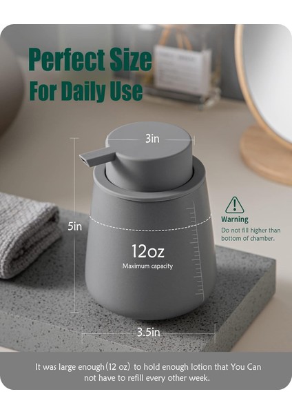 Sabunluk - Banyo Için Seramik El Bulaşık Sabunu Dispenseri 12 Ons Doldurulabilir Sıvı El Sabunu Dispenseri, Uçucu Yağ, Losyon Sabunu, Mat Koyu Gri (Yurt Dışından) fiyatları