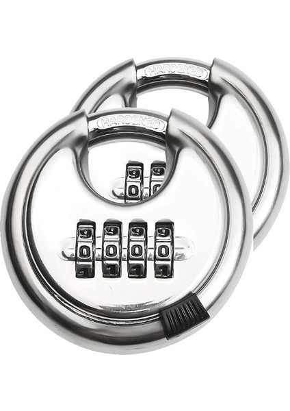 2 Paket Paslanmaz Çelik Discus Asma Kilit 4 Haneli (3 Inç) Depo, Hangarlar, Depolama Dolabı, Üniteler Için Dış Mekan Şifreli Kilit (Gümüş, 2 Paket) (Yurt Dışından)