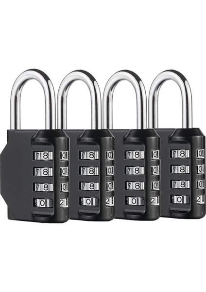 Şifreli Kilit, 4 Haneli Şifreli Asma Kilit Okul Spor Salonu Dolabı Için Dış Mekan Su Geçirmez Asma Kilit, Spor Dolabı, Çit, Alet Kutusu, Kasa, Çile Depolama Vb (Siyah 4 Paket) (Yurt Dışından)