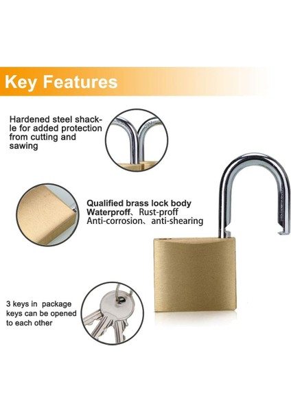 Abrafox Prinç Aynı Anahtarlı Asma Kilit, Benzer Anahtarlı Kilit-(1-9/16 Inç 40MM) 2'li Paket (Yurt Dışından) fırsatları