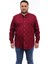Erkek Büyük Beden Bordo Pamuk Düğmeli Yaka Cepli Uzun Kol Gömlek 6651 1