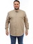 Erkek Büyük Beden Haki Pamuk Düğmeli Yaka Cepli Uzun Kol Gömlek 174 1