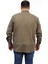 Erkek Büyük Beden Haki Pamuk Düğmeli Yaka Cepli Uzun Kol Gömlek 494 3