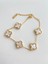 Çift Taraflı Yonca Sedef Gold Çelik Bileklik En 1,5cm Boy 18+6 cm 2