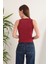 Kaşkorse Kumaş Halter Yaka Kadın Bluz-Bordo 2