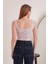 Kaşkorse Kumaş Çiçekli Dantel Yaka Kadın Crop-Lila 2